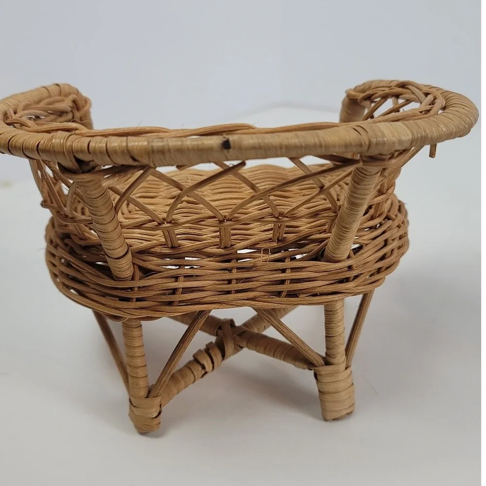 Vintage Miniature Wicker Basket Set 3pc Loveseat Star Wall Basket Watering Can